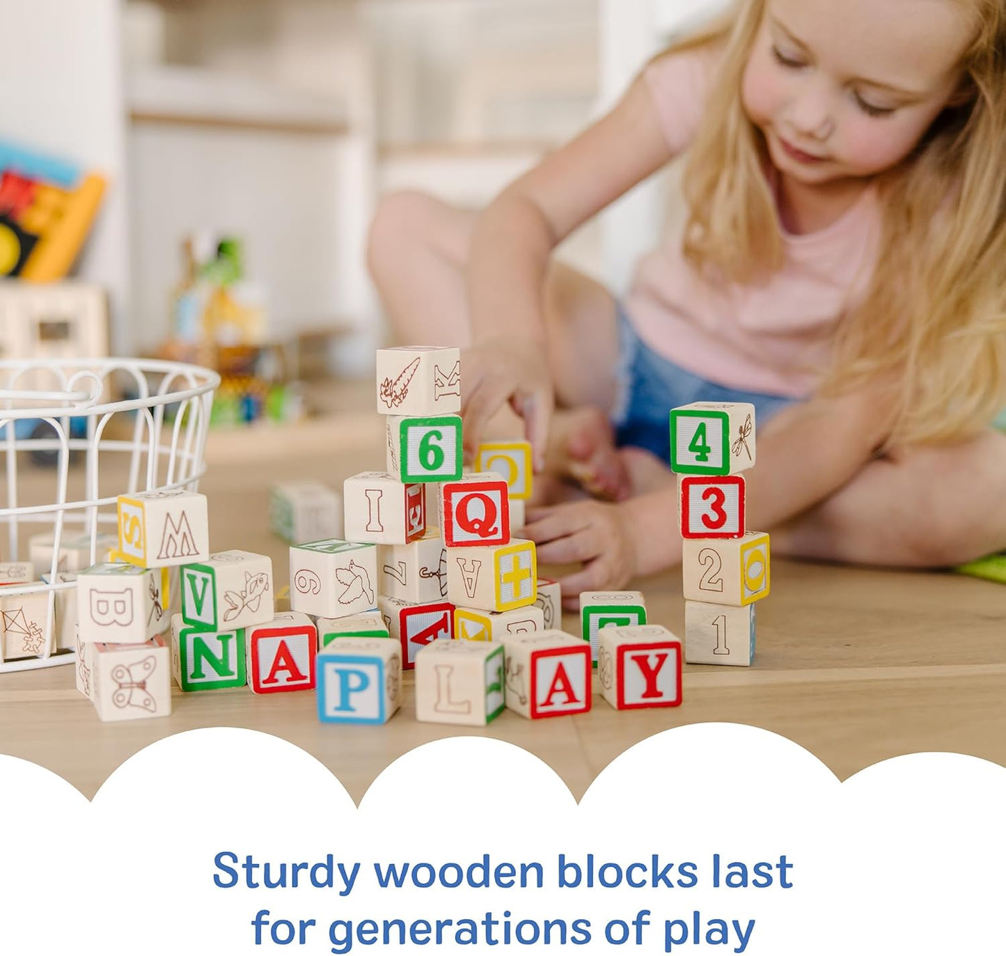 Melissa & Doug Deluxe Wooden ABC/123 1-Inch Blocks Set with Storage Pouch (50 pcs)