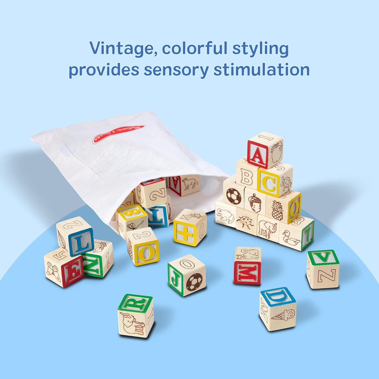 Melissa & Doug Deluxe Wooden ABC/123 1-Inch Blocks Set with Storage Pouch (50 pcs)