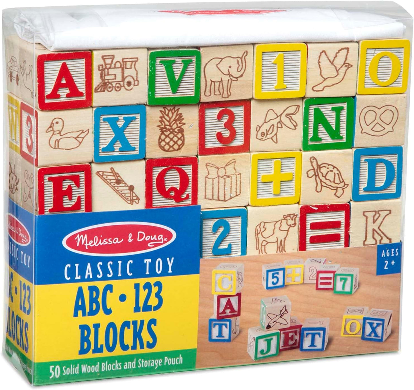 Melissa & Doug Deluxe Wooden ABC/123 1-Inch Blocks Set with Storage Pouch (50 pcs)